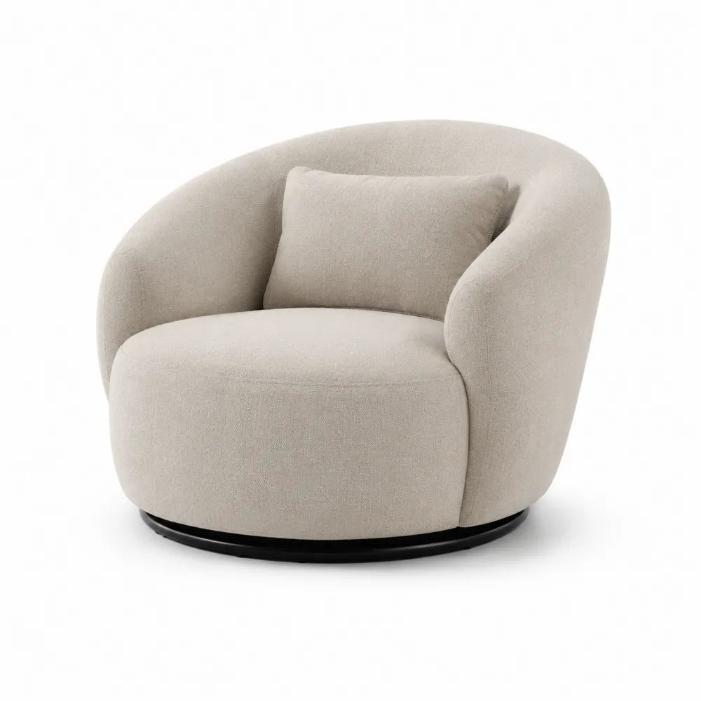 Poltrona girevole in tessuto Beige con cuscino