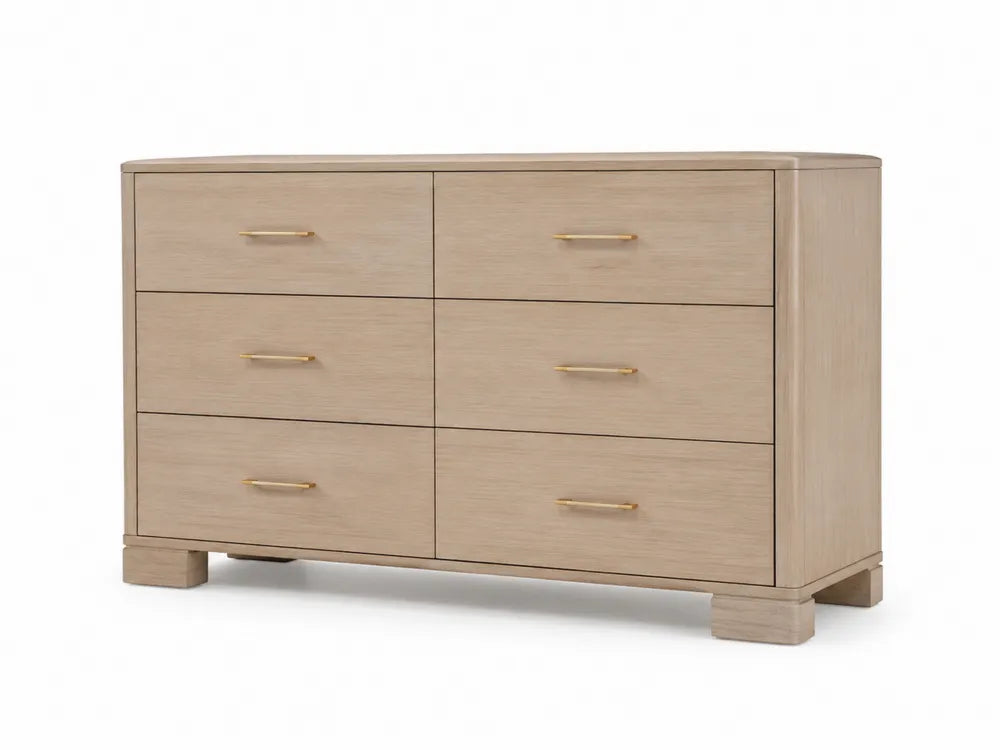 Cassettiera in Legno Chiaro con 6 Cassetti