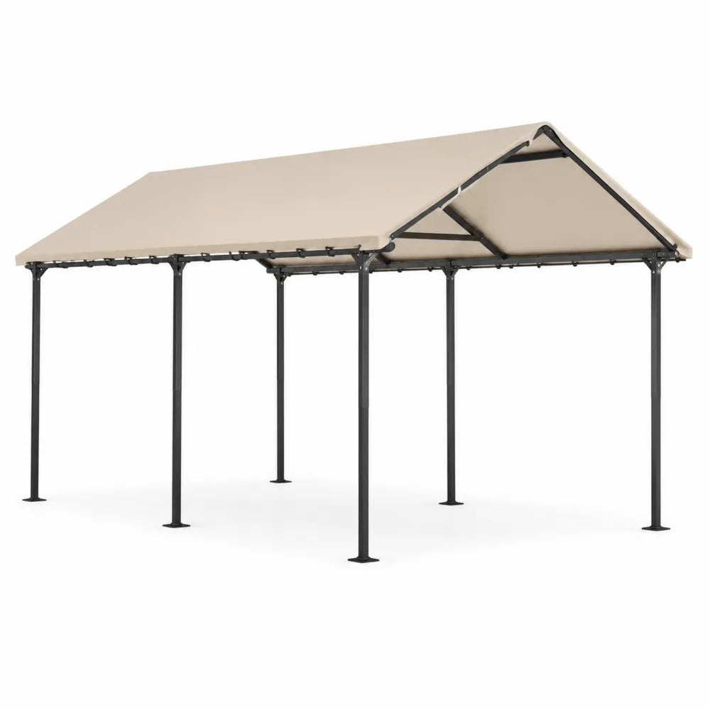 Gazebo da Giardino in Acciaio e Poliestere Beige 600x300x260 cm