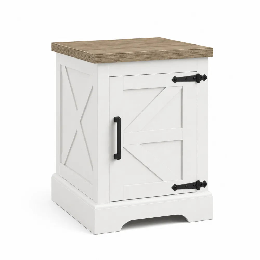 Comodino in legno e MDF con finitura bianca 40x40x60 cm