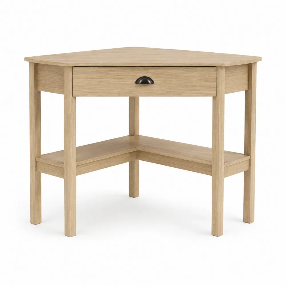 Scrivania angolare in legno con cassetto