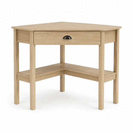 Scrivania angolare in legno con cassetto