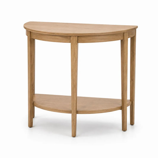 Consolle in Legno di Rovere Semi-Ovale 74x37x74 cm