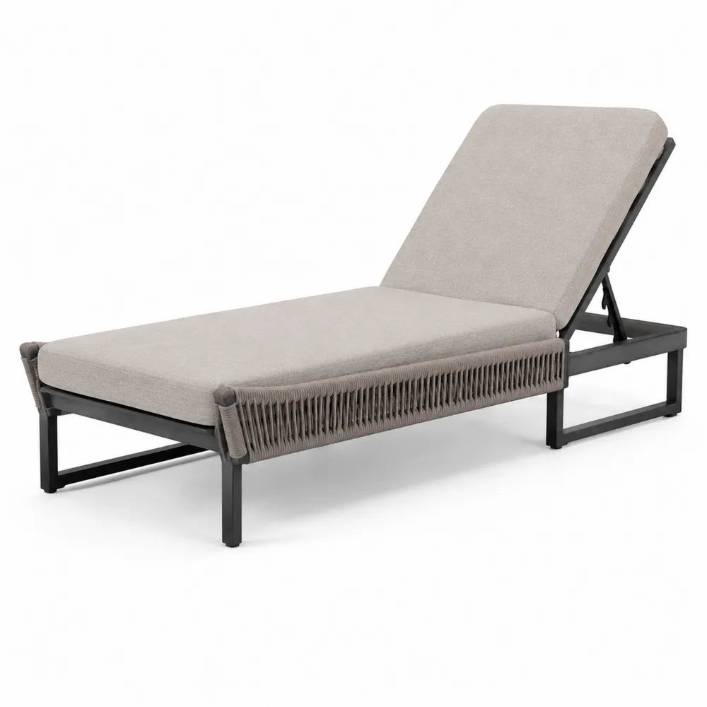 Lettino prendisole regolabile in metallo e poliestere Beige 200 cm