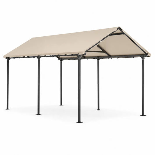 Gazebo da Giardino in Acciaio e Poliestere Beige 600x300x260 cm