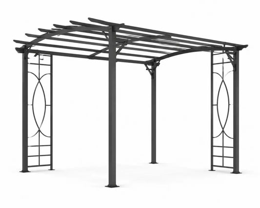 Pergola da Giardino in Metallo Nero 3x3 m